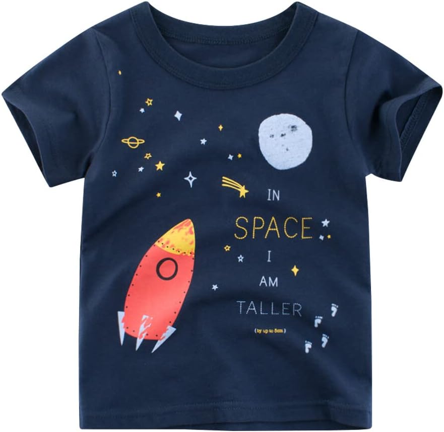 Boys' Pack Excavator Short Sleeve Crewneck T-Shirts Top Tee Toddler Boys' Value Pack Cotton T-Shirt
