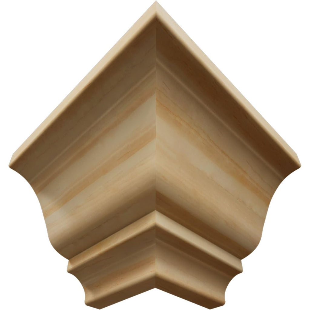 3 3/4"P x 3 11/16"H Solid Wood Stain Grade Crown Moulding Outside Corner, Pine (Matches