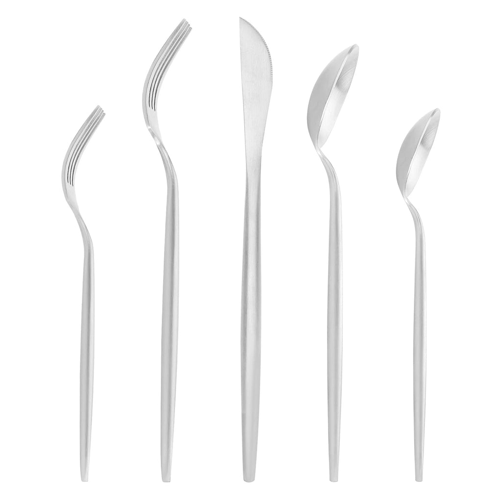 Matte Silverware Set for 12, 60pcs Satin Finish Flatware Cutlery Set
