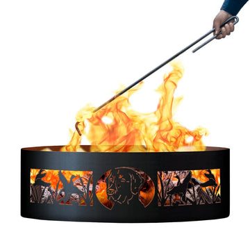 Mans Best Friend Unpainted 12 in. Tall 48 in. Diameter Outdoor Fire Ring with Fire Poker - 48 x 48 x 12