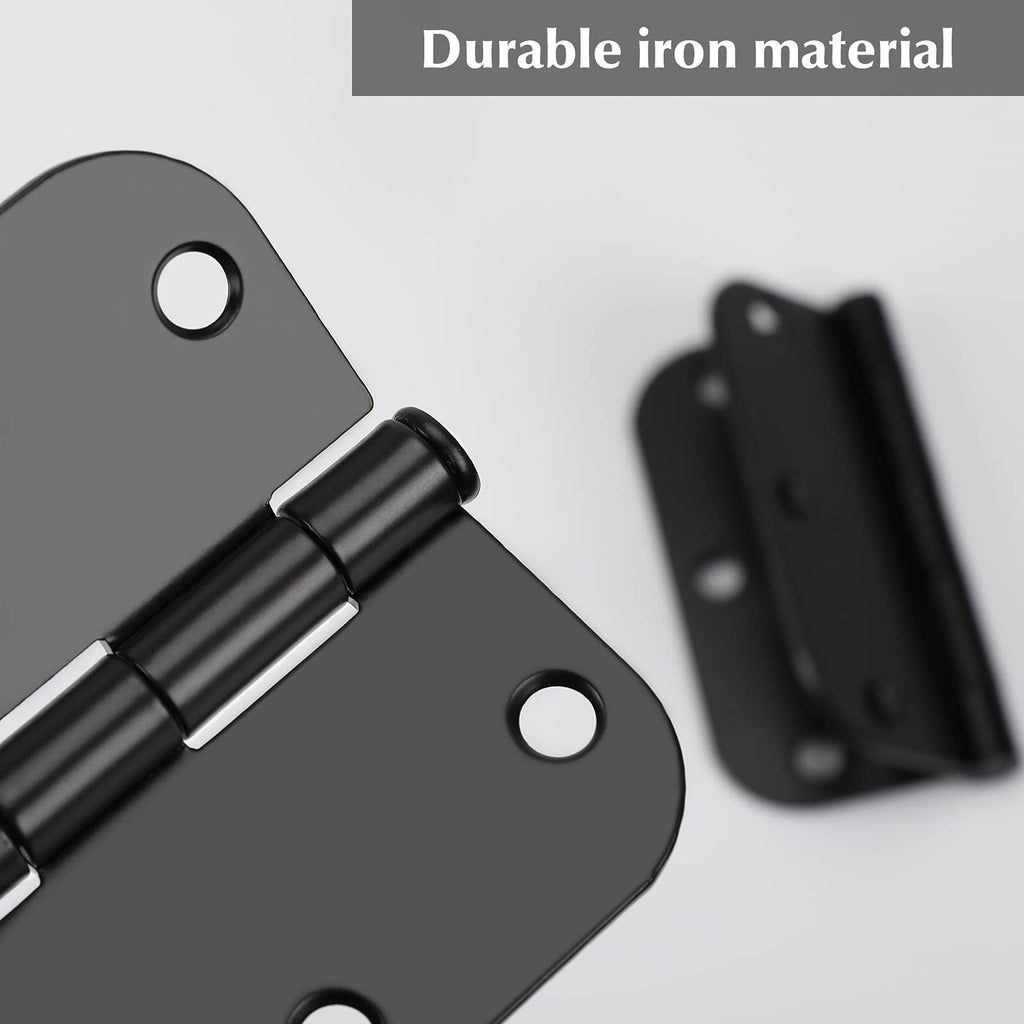 Black 3.5 Inch Interior 18 Pack Door Hinges with 5/8" Radius Corner