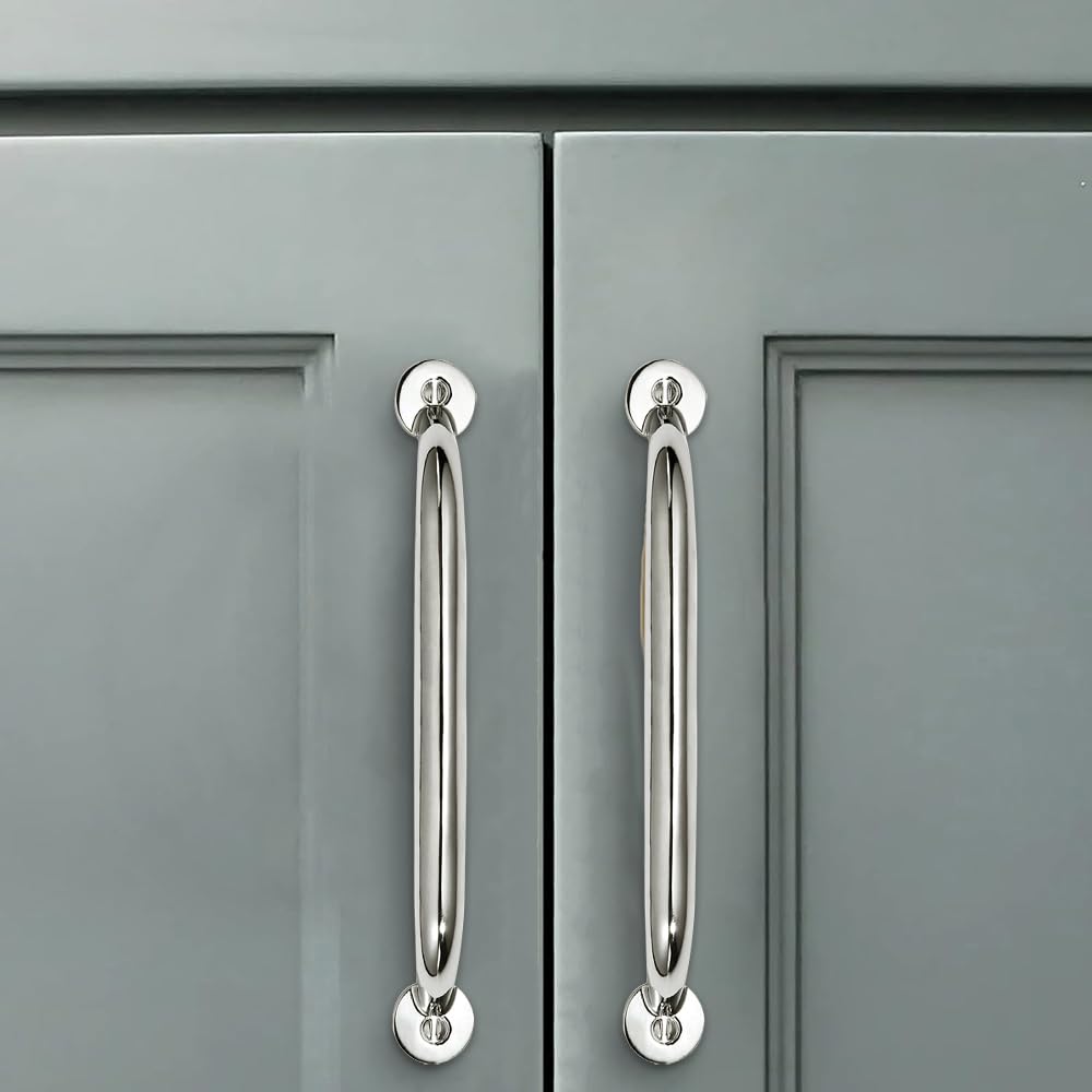 10 Pack 5 inch Hole Center Polished Nickel Cabinet Pulls - Heavy Duty Solid Drawer Hardware Handles Kitchen Vanity