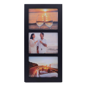 5x7 3-Opening Collage Picture Frame Black Wood