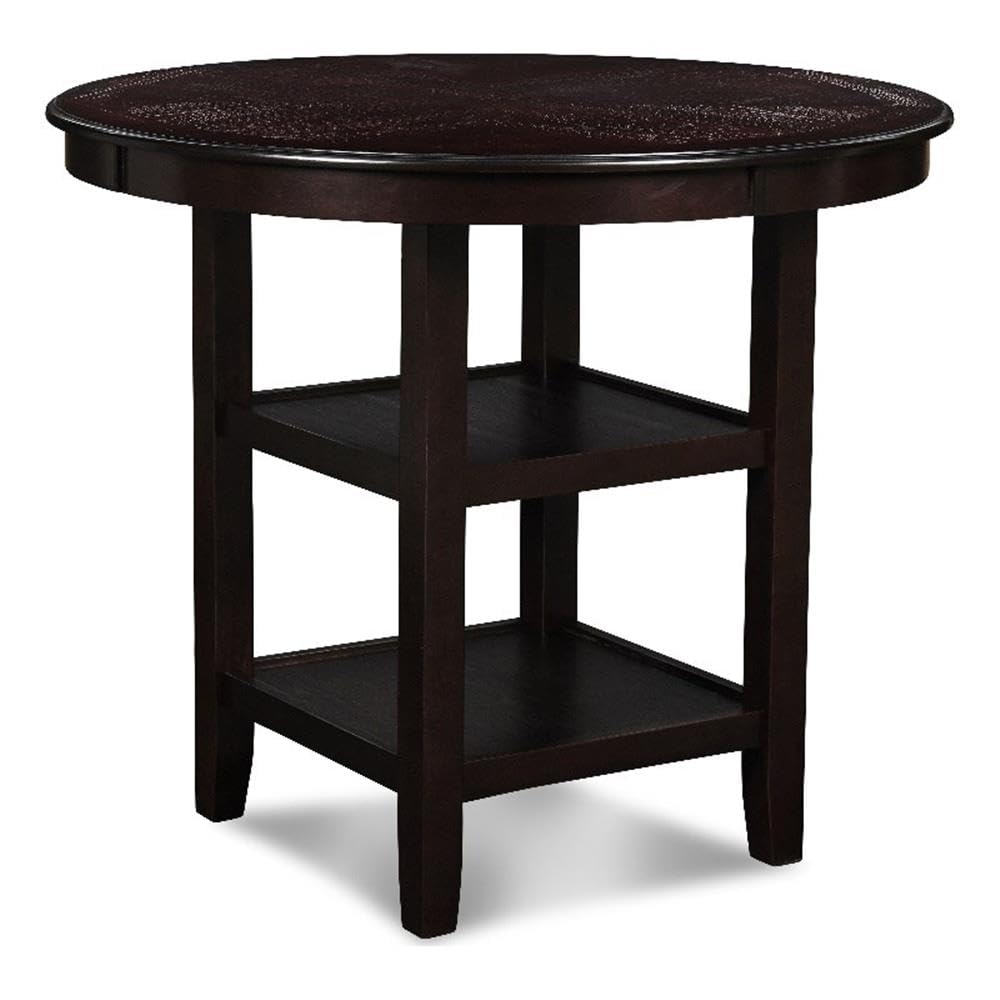 Gia 5-Piece Round Counter Height Set with 1 Dining Table and 4 Chairs, 42", Ebony