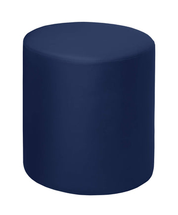 Logan Round Ottoman - 18" Navy Blue, Modern Upholstered Pouf, and Office - Stylish Accent Furniture, Soft Fabric