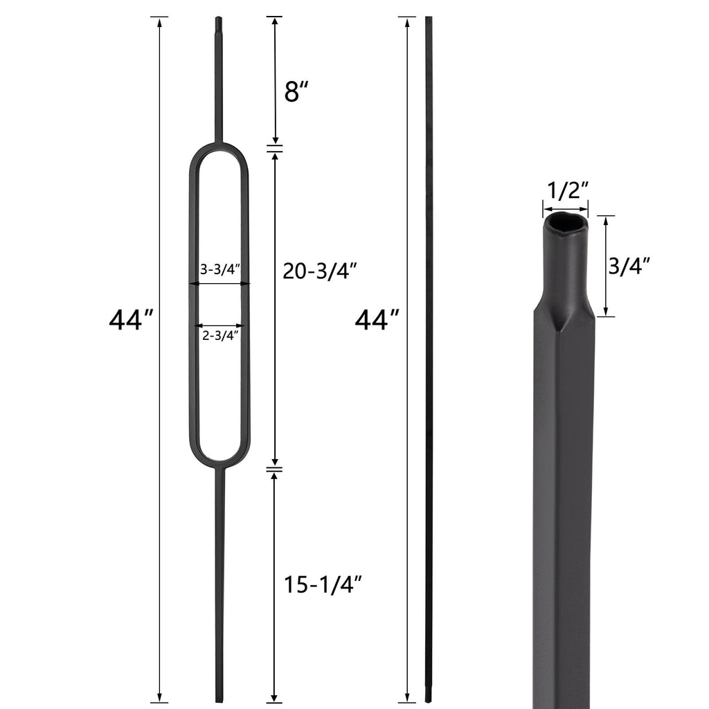 16 Pack Wrought Iron Balusters for Staircase Stair Spindles, 1/2" Deck Railing Spindles, Baluster Shoes (8 Straight