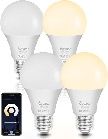 Smart Light Bulbs, Alexa Bulb 1000LM 9W 4 Pack - Dimmable Warm Cool White A19 LED Light Bulb, WiFi Bulb Compatible