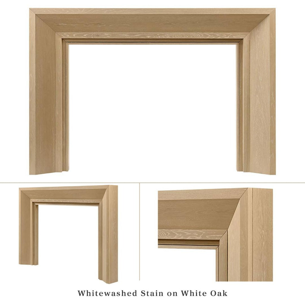 Everly Wood Fireplace Mantel Surround Kit in Whitewash | 56" x 42" Opening | 80" x 54" Overall | Modern Picture Frame
