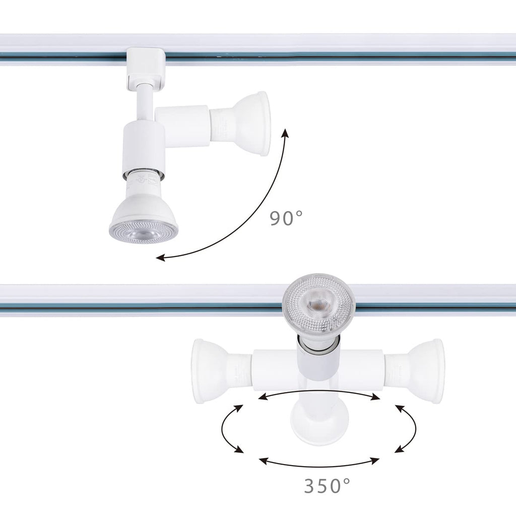 H Type Track Lighting Head to E26 Medium Screw Base Adapter Light Direction Adjustable Pack of 12 (White)
