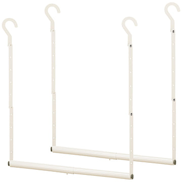 Adjustable Closet Rod for Hanging Clothes, 2 Pack White