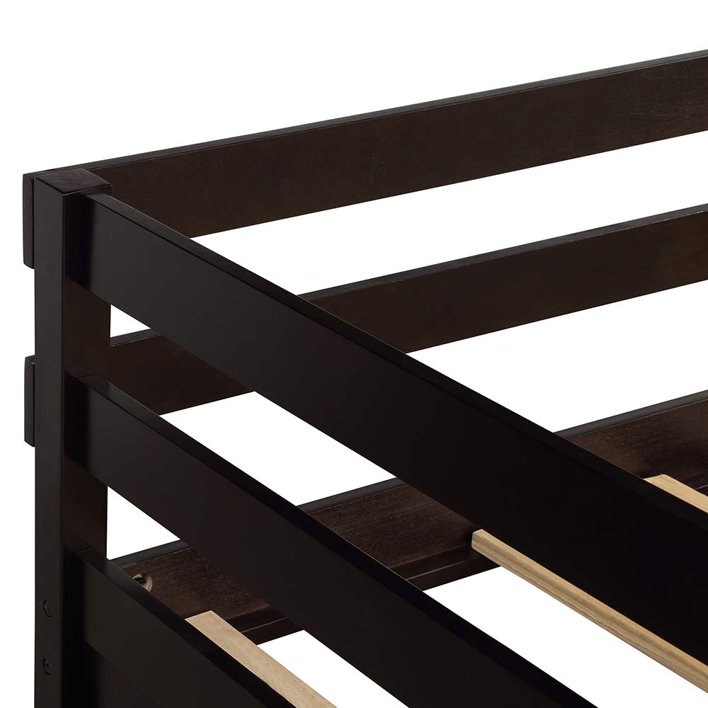 Twin Size Wood Daybed with Trundle No Box Spring Required (Espresso Trundle Daybed)