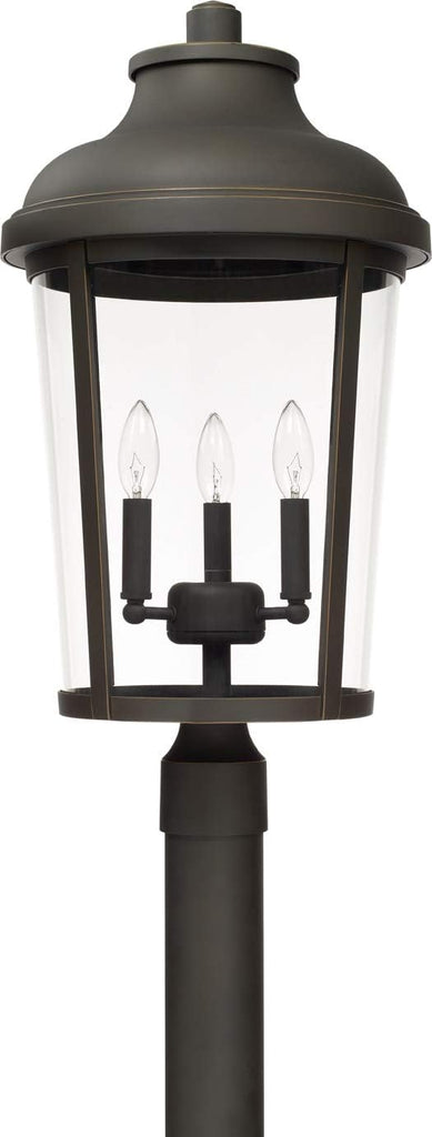 Dunbar Clear Glass Outdoor Post/Pier Mount, 3-Light 180 Total Watts, 25" H x 13" W, Oiled Bronze