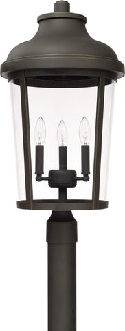 Dunbar Clear Glass Outdoor Post/Pier Mount, 3-Light 180 Total Watts, 25" H x 13" W, Oiled Bronze
