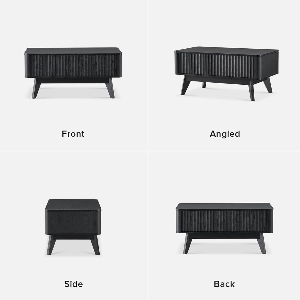 Brooklyn Lift Top Coffee Table, Dining Table, Fluted (Black Oak)