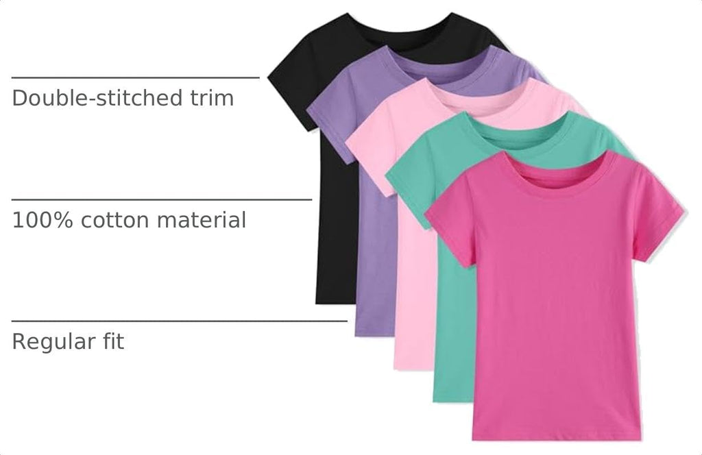 Pack Girls Shirts Cotton Short Sleeve Summer T Shirts for Girls