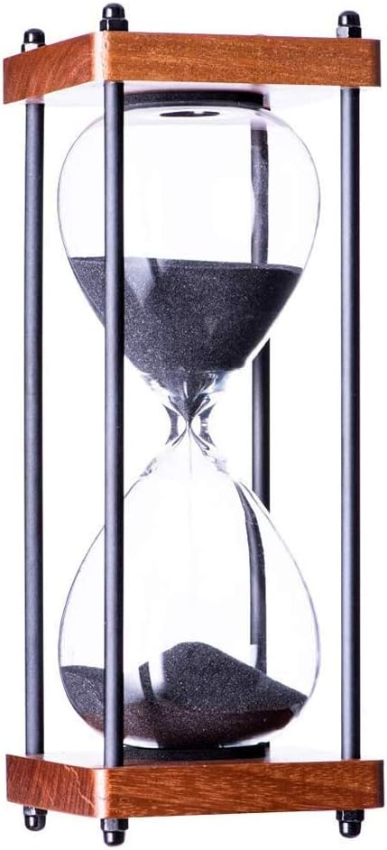 Large Hourglass Timer 30 Minute, Decorative Wooden Sandglass, Black
