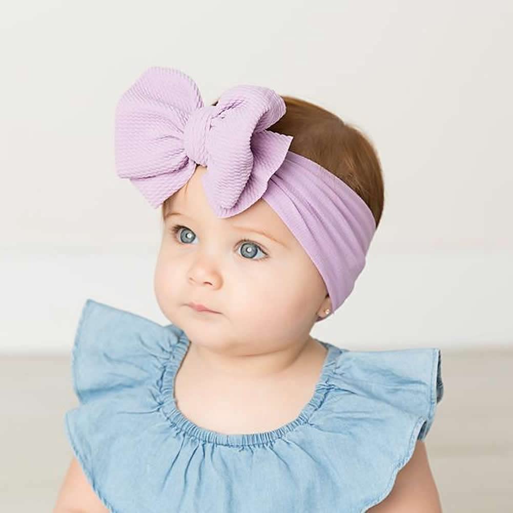 12 Pack Oversized Colorful Solid Stretchy Nylon Headbands with Big Bow Large Knot Hair Bows Soft Elastic Hair Bands