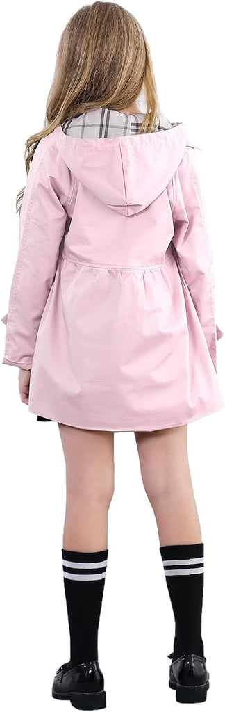 Girl's Single Breasted Trench Coat Hooded Dress Coat Outerwear