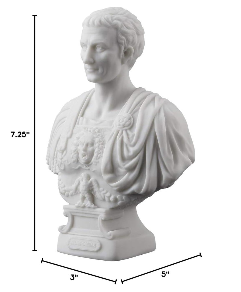 Julius Caesar Bust Statue Figurine White Finish