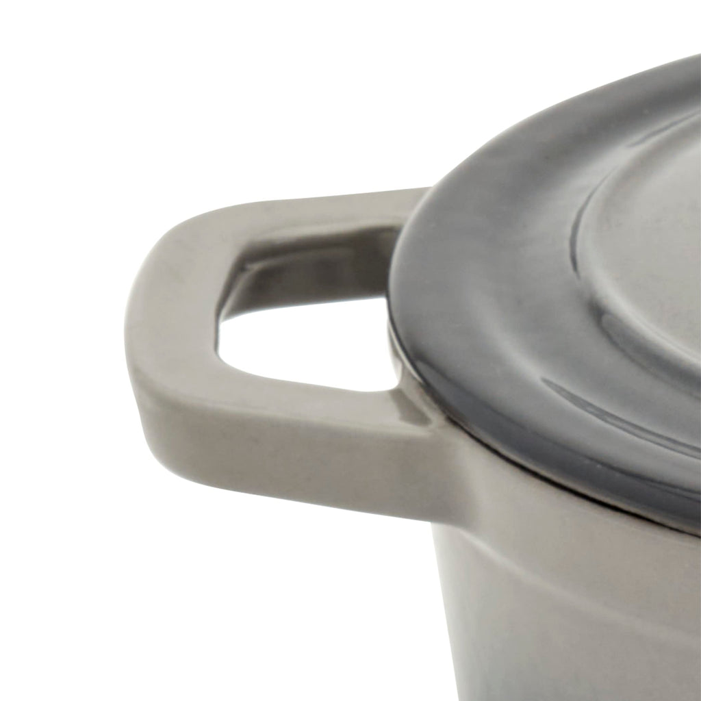 & Clark 1-Quart Enameled Cast Iron Dutch Oven Pot with Lid, Gray