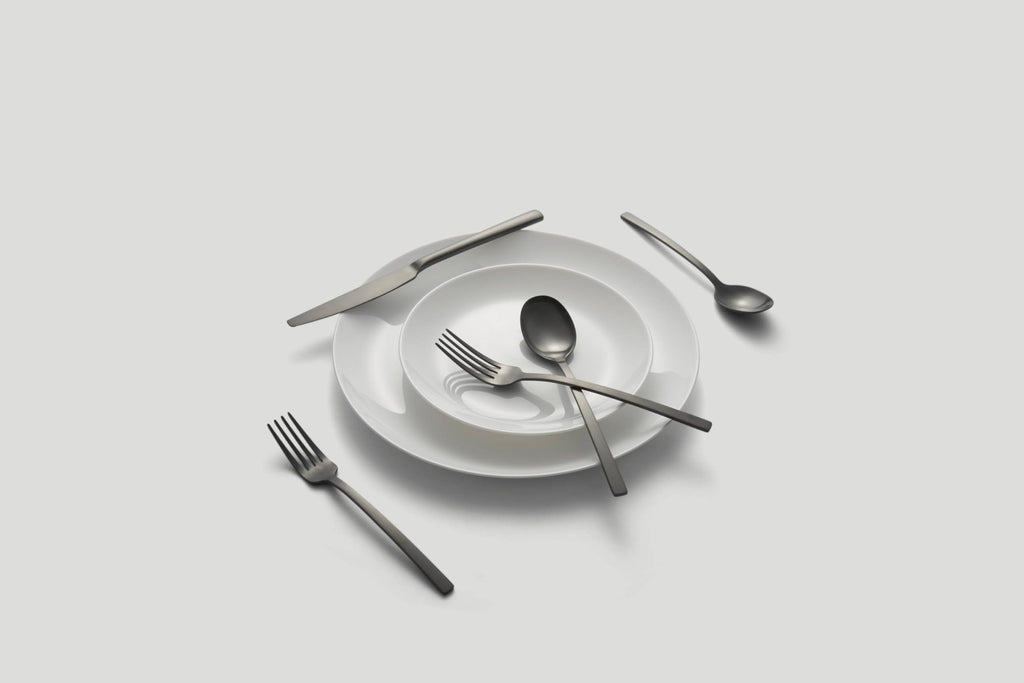 Beacon Black Satin 45-Piece Silverware Set for 8, Flatware