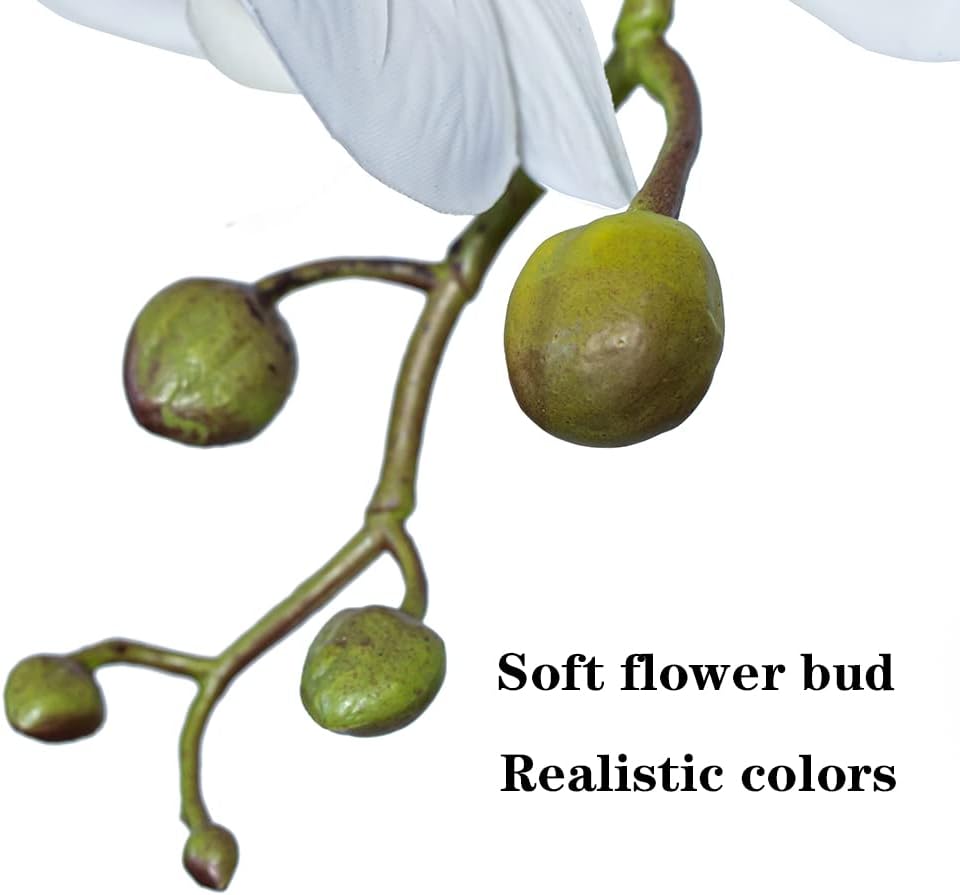 Artificial Orchid Plant, 35 Inch Phalaenopsis Flowers with Leaves, Real Touch Orchid Stems Decoration - Set of 4