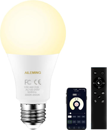 LED Bulb with a 2.4GHz Remote Control, A19 12W Color Changing Smart Light Bulb for Lamp, Bedroom, Mood Soothing,12W