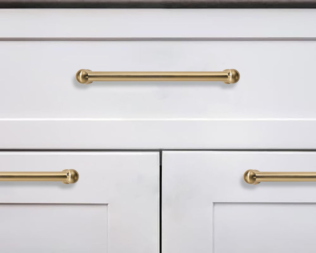 2 Pack 7-1/2 Inch Hole Center Brushed Brass Cabinet Pulls Heavy Duty Solid Warm Brass Cabinet Handles cabinets