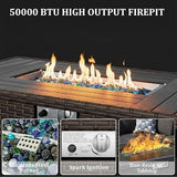 8-Piece Rattan Outdoor Patio Furniture Set - Fire Pit | Navy Blue for Patio, Garden & Porch