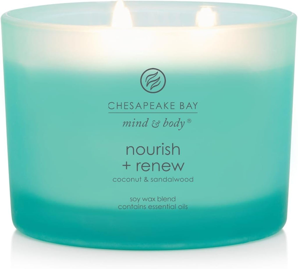 Mind & Body 3-Wick Coffee Table Jar Candle Nourish + Renew (Coconut & Sandalwood) - Set of 11