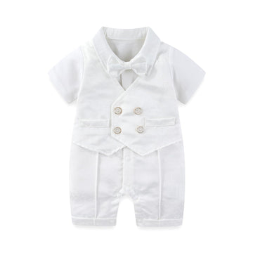 Baby Boy Baptism Outfits Christening Outfit Onesie Shirt Romper Bowtie Newborn Tuxedo Jumpsuit Formal Suit White 3-6
