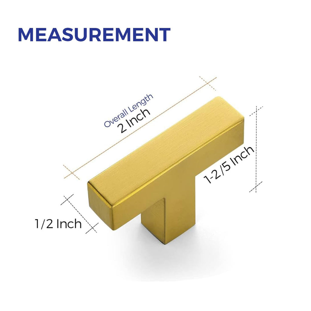 10 Pack Gold Square Bar Cabinet Knobs 2 Inch Kitchen Handles