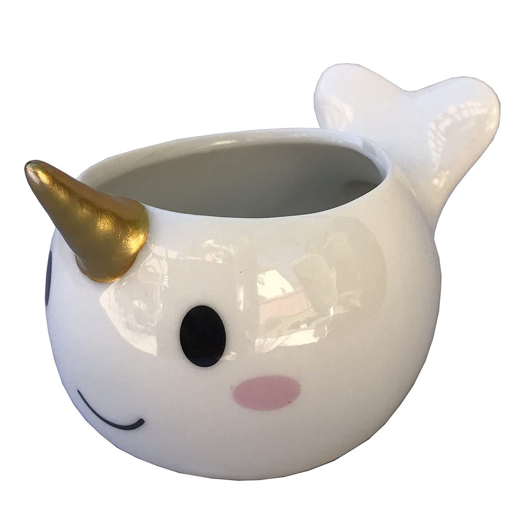 Planter for Succulent Plant Ceramic Plant Pots Indoor, Novelty Planters Garden (Wale w Gold Horn, 2)
