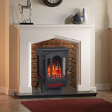 16 Inch Freestanding Electric Fireplace Stove Heater, 1500W Infrared Space Heater with Thermostat and Cool Touch Exterior