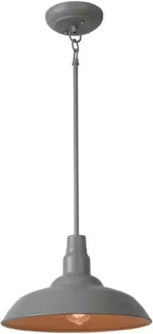 Outdoor Mini Pendant Light - Grey Shade, Rustic/Industrial Downlight