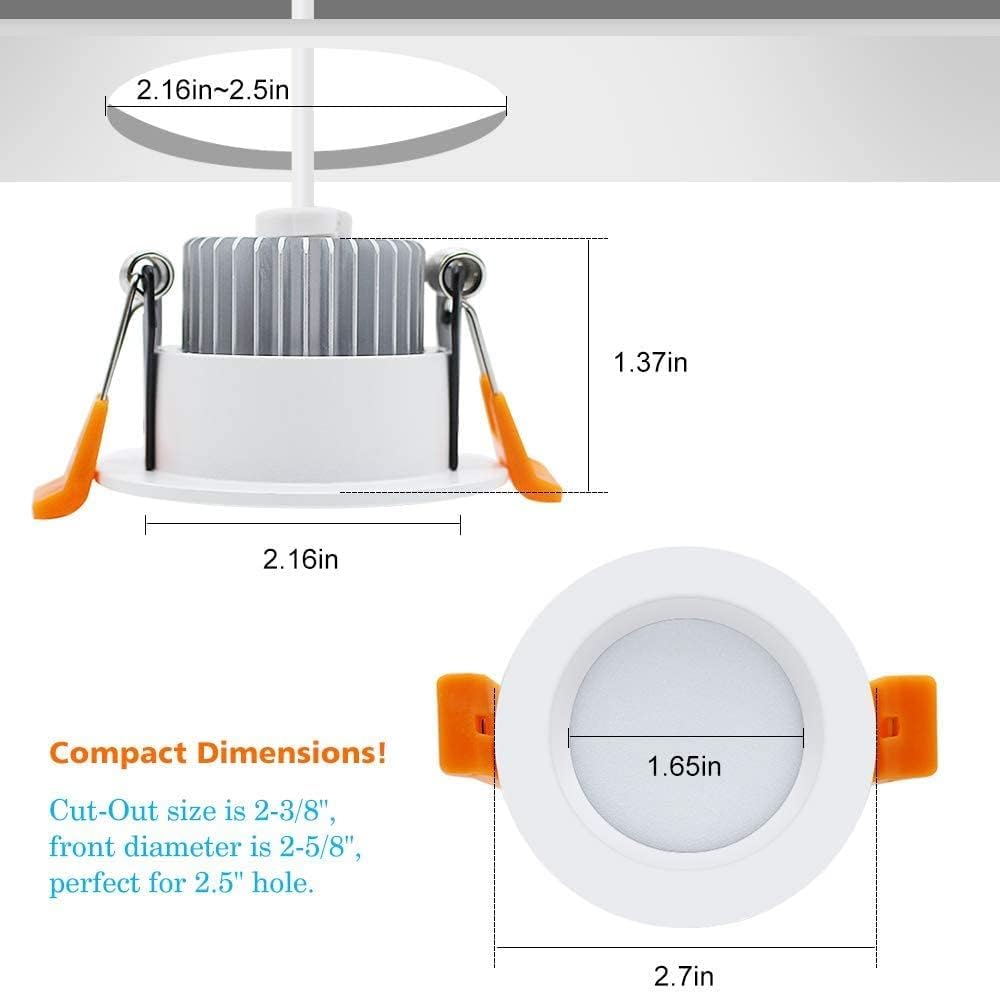 2 Inch LED Downlight, 32 Pack Recessed Lighting Dimmable Ceiling Light, 3W, 4000K Natural White, CRI80 with LED