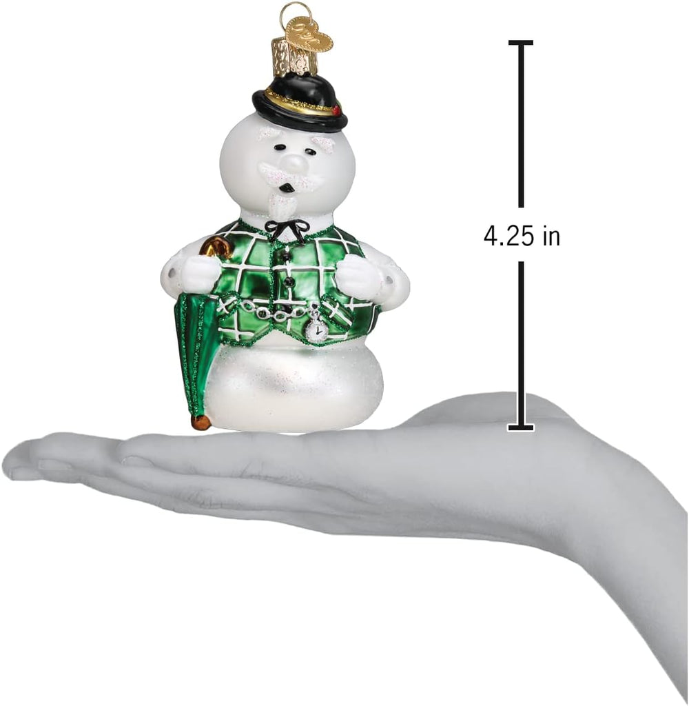 Sam The Snowman Glass Blown Ornament, Handcrafted Holiday Decoration, Rudolph Collection - Set of 14