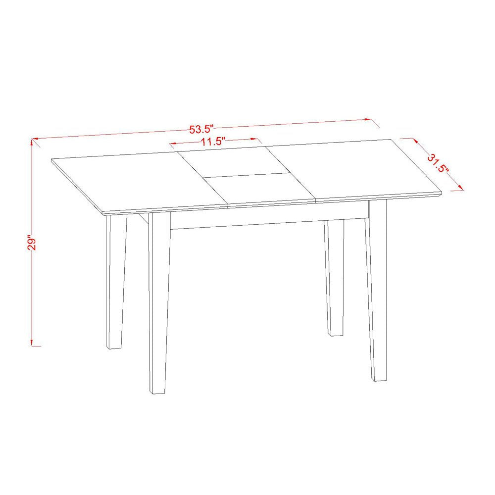 West Furniture NFT-MAH-T Norfolk Dining Room Table - a Rectangle kitchen Table Top with Butterfly Leaf, 32x54 Inch
