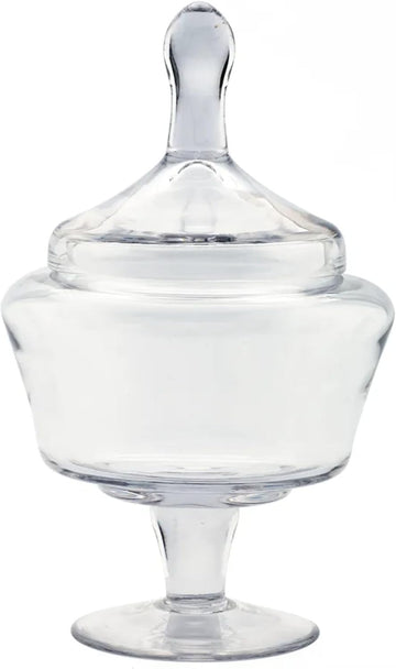 Handblown Glass Apothecary Jar with Finial Lid - 11" - Clear