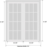 Quadro 4522 | Double Swing Interior French Doors with Glass, MDF, Hardware Included, 72x80, White, M