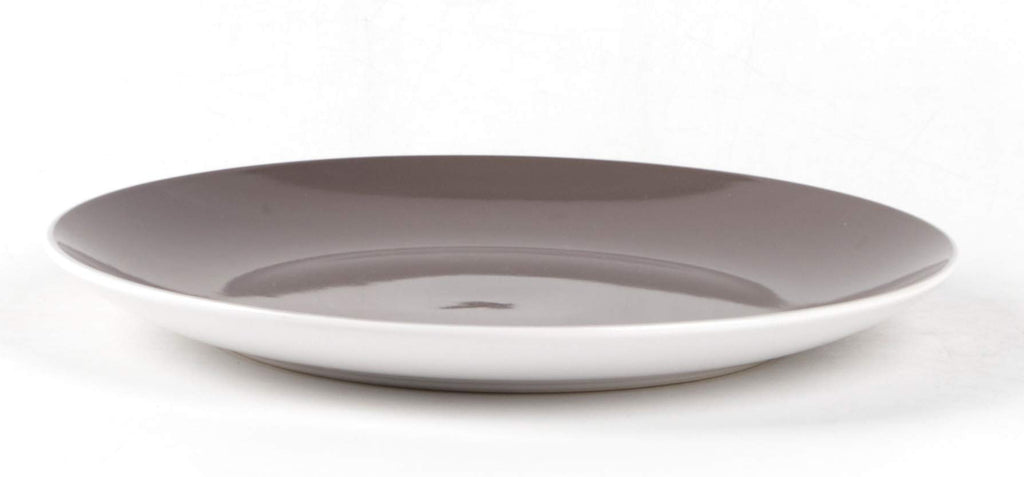 Stoneware Coupe Shape 18pc Dinnerware Set, Outside White + Inside Taupe