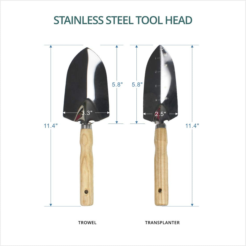 Garden Tools Sets- Heavy Duty Gardening Gift Tool Kit Including Folding Stool with Tool Bag 5 Sturdy Stainless Steel