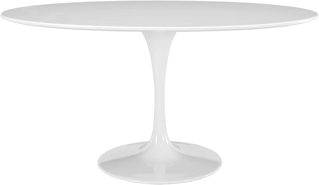 Inspired Tulip Style Oval Pedestal Dining Table — White, 60″ Oval