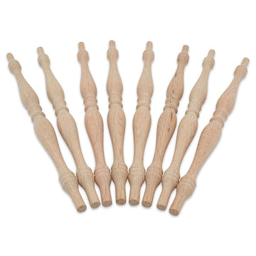 Wooden Baluster Spindles 11-1/2", Pack of 5 Oak Spindles for Crafts, Woodworking, and Furniture