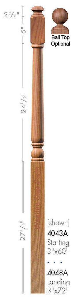 SP-4043A Red Oak Colonial Starting Newel Post