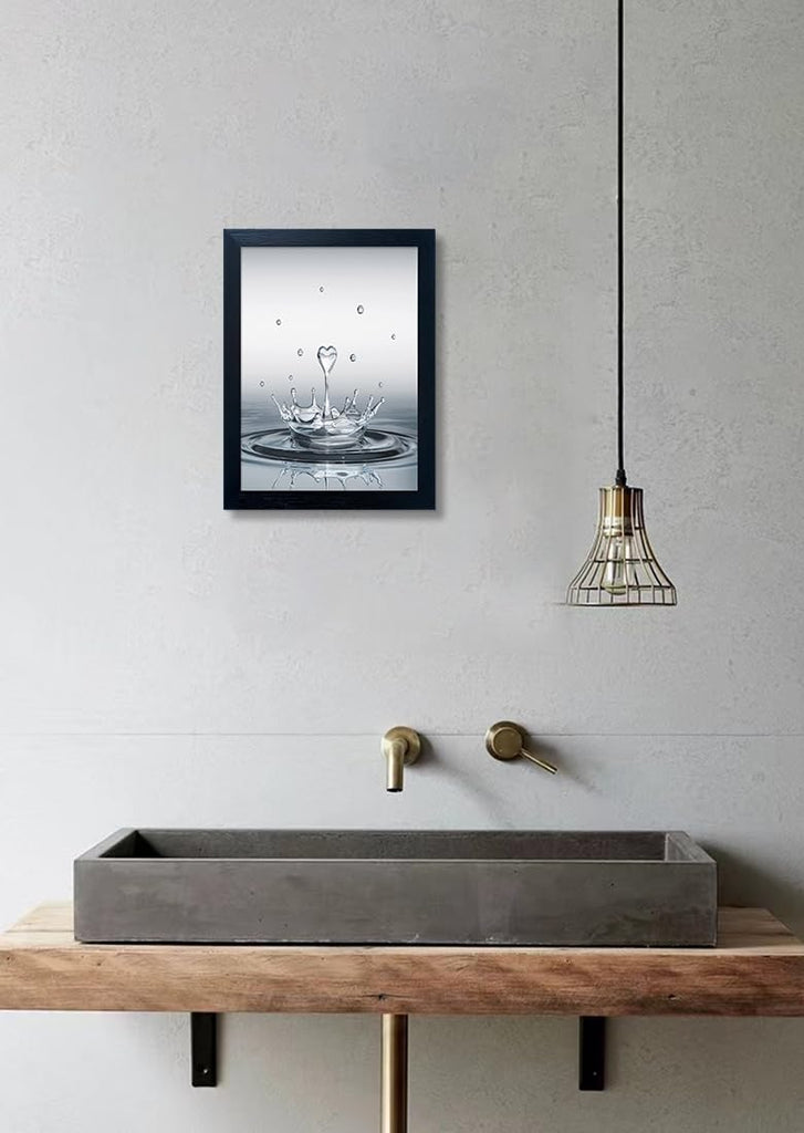 Bathroom Pictures Wall Decor, Guest Bathroom Decor Wall Painting, Heart Water Drop Splash Modern Canvas Pictures