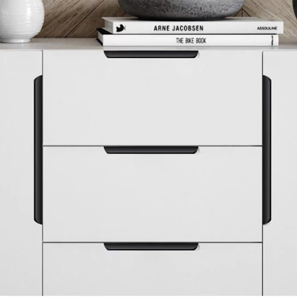 Finger Pulls for Cabinet Drawer Wardrobe(8, Black, 300mm/11.82inch)