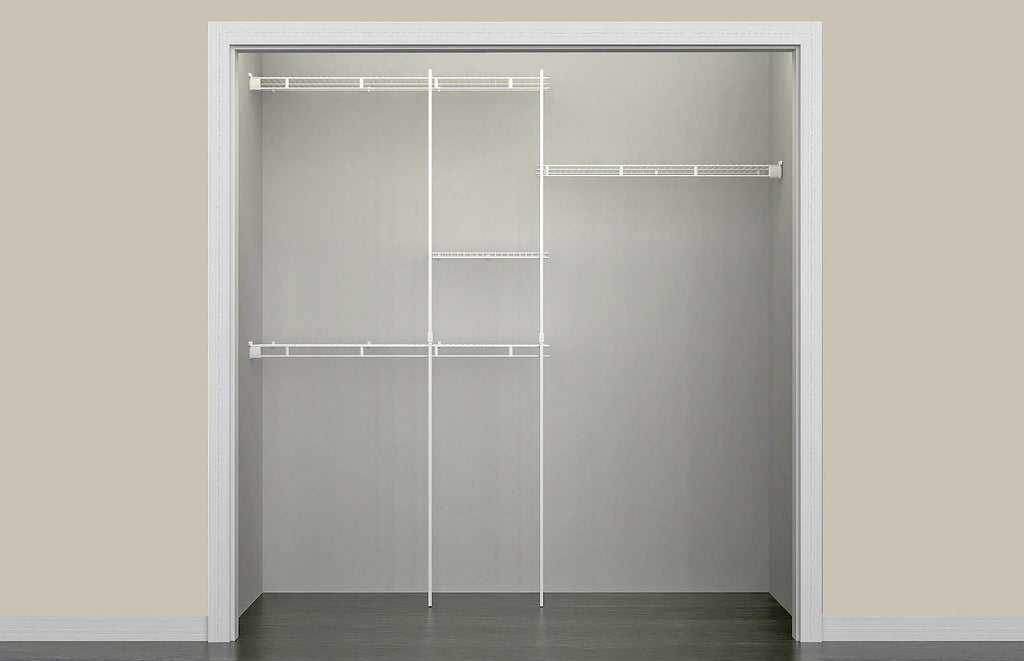 Wire Closet Organizer System, Adjustable from 5 to 8 Ft., with Shelves, Hardware, Durable Steel, Fixed Mount