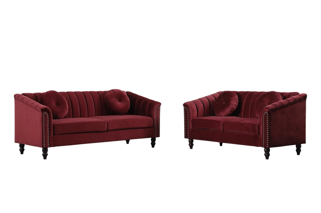 60" Loveseat Sofa, Microfiber Chesterfield Upholstered Sofas Love Seat, Couch Chair Sets with Style Button Tufted