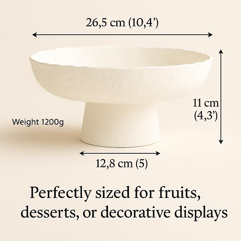 Decorative Fruit Bowls decor Counter 10.4'',Large Modern Serving Bowl, High Foot with Irregular Edge Design
